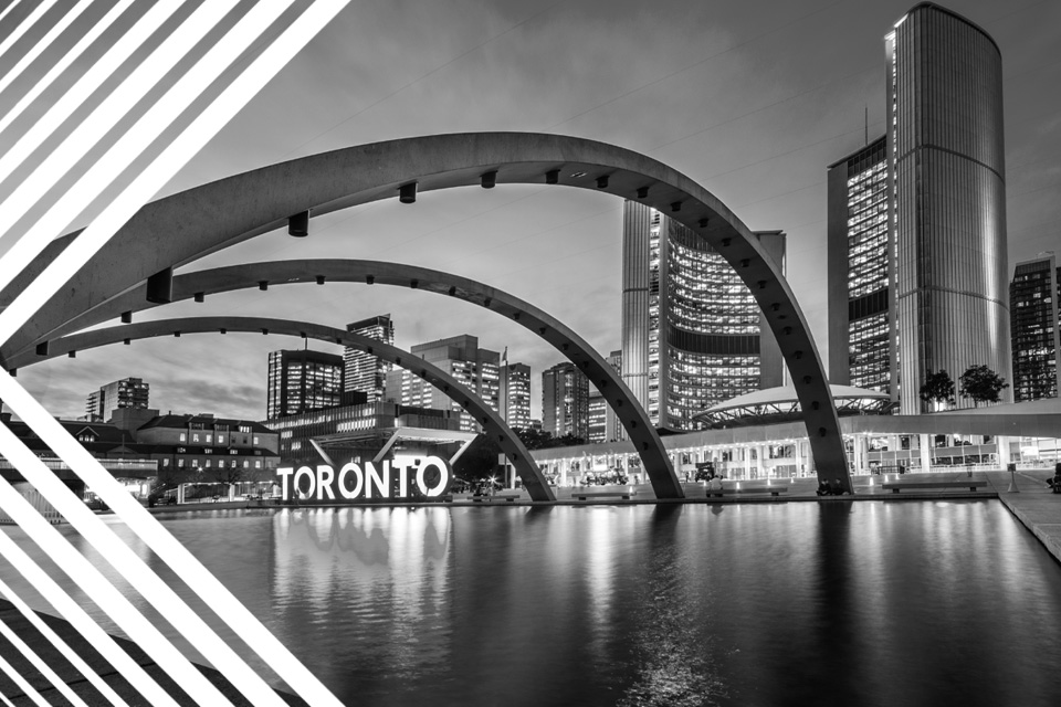 Nathan Phillips Square, with the Toronto Sign prominently featured.