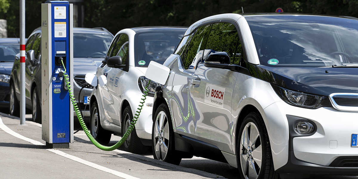 BOSCH EVs being charged.